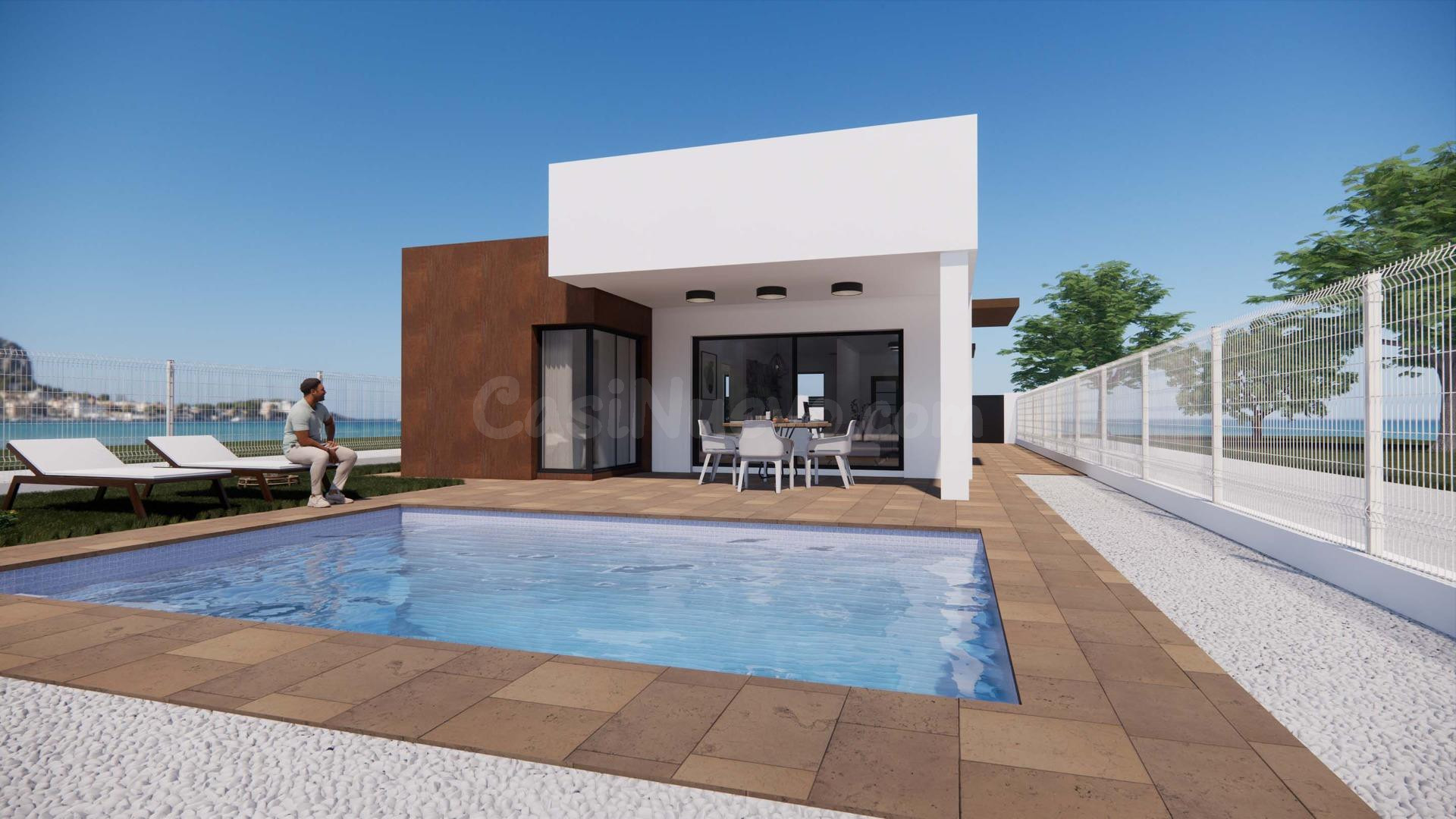 Chalet independiente de 2 dormitorios con piscina y garaje