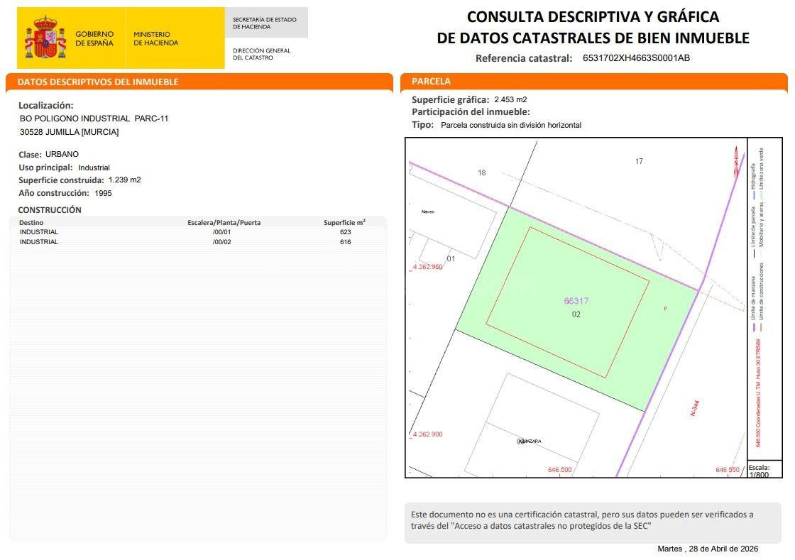 NAVE INDUSTRIAL EN JUMILLA