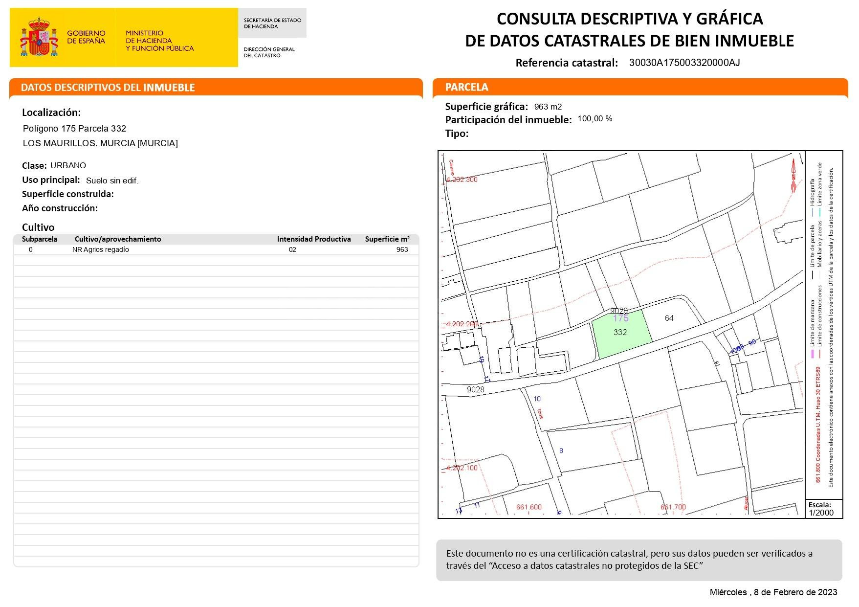 Parcela Urbana en plena huerta de Murcia