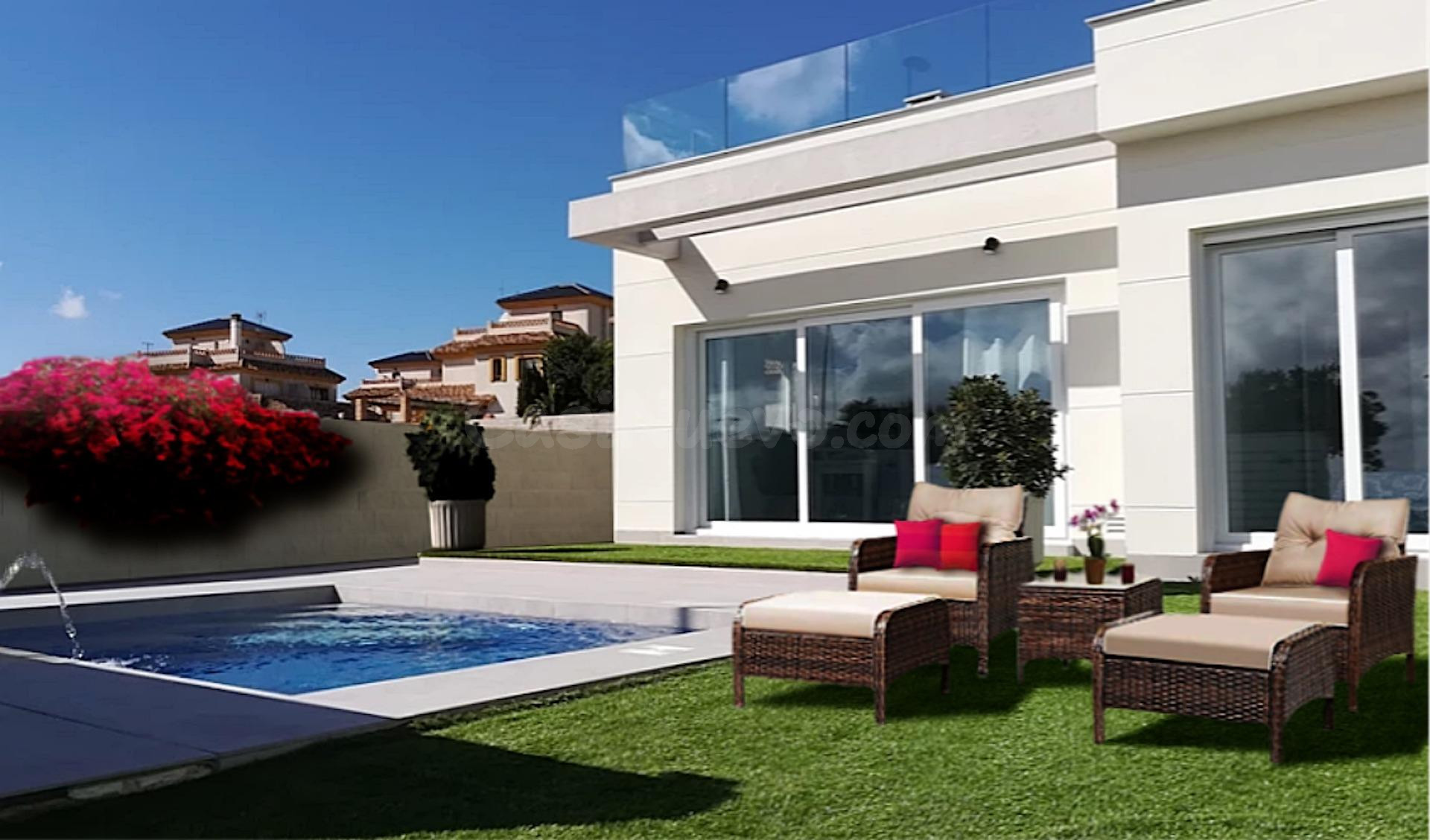 VILLA PAREADA, TODO EN UNA PLANTA. PISCINA Y SOLARIUM