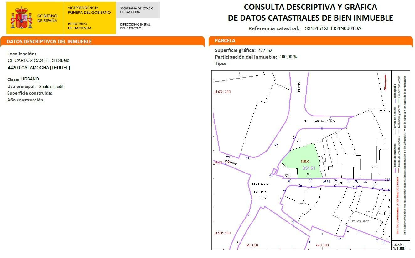 SOLAR URBANO EN VENTA EN CALAMOCHA