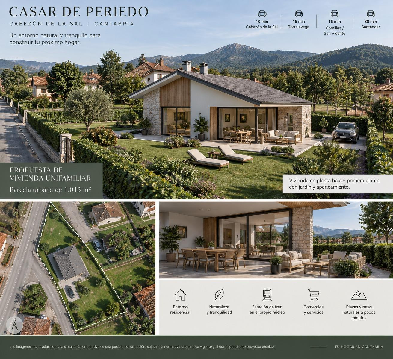 Parcela urbana de 1.013 m2 con 253 m2 edificables en Casar de Periedo, Cabezón de la Sal