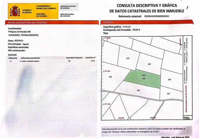 Oportunidad Única: Terreno Rural en Totana, El Pareton a un Excelente Precio