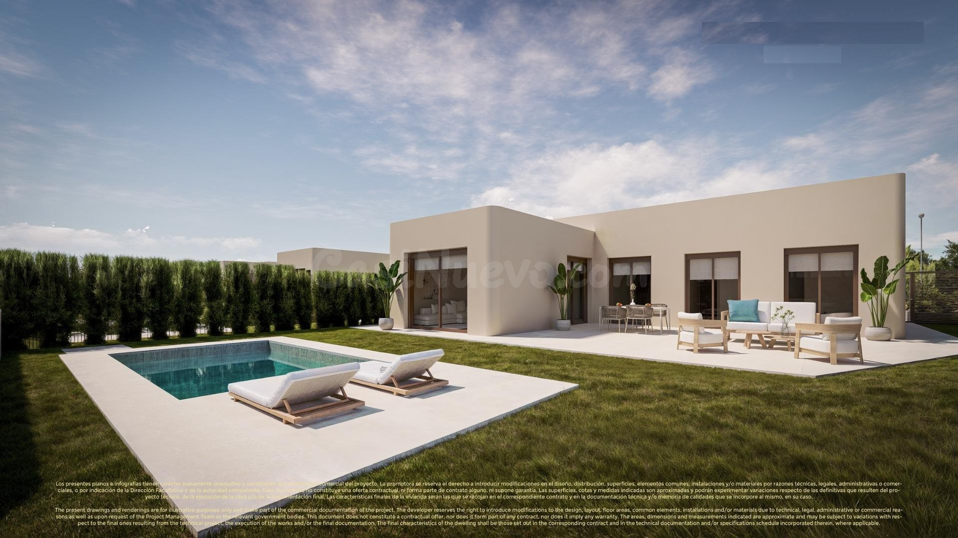 Villas frente al campo de golf con piscina privada en Corvera Hills, Murcia