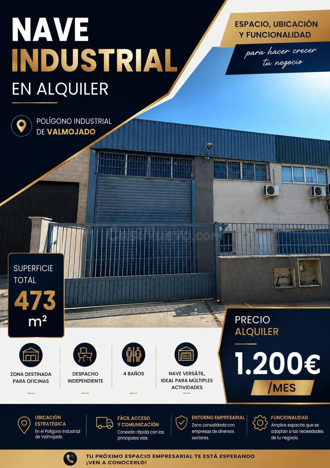 NAVE INDUSTRIAL EN ALQUILER – POLÍGONO INDUSTRIAL DE VALMOJADO
