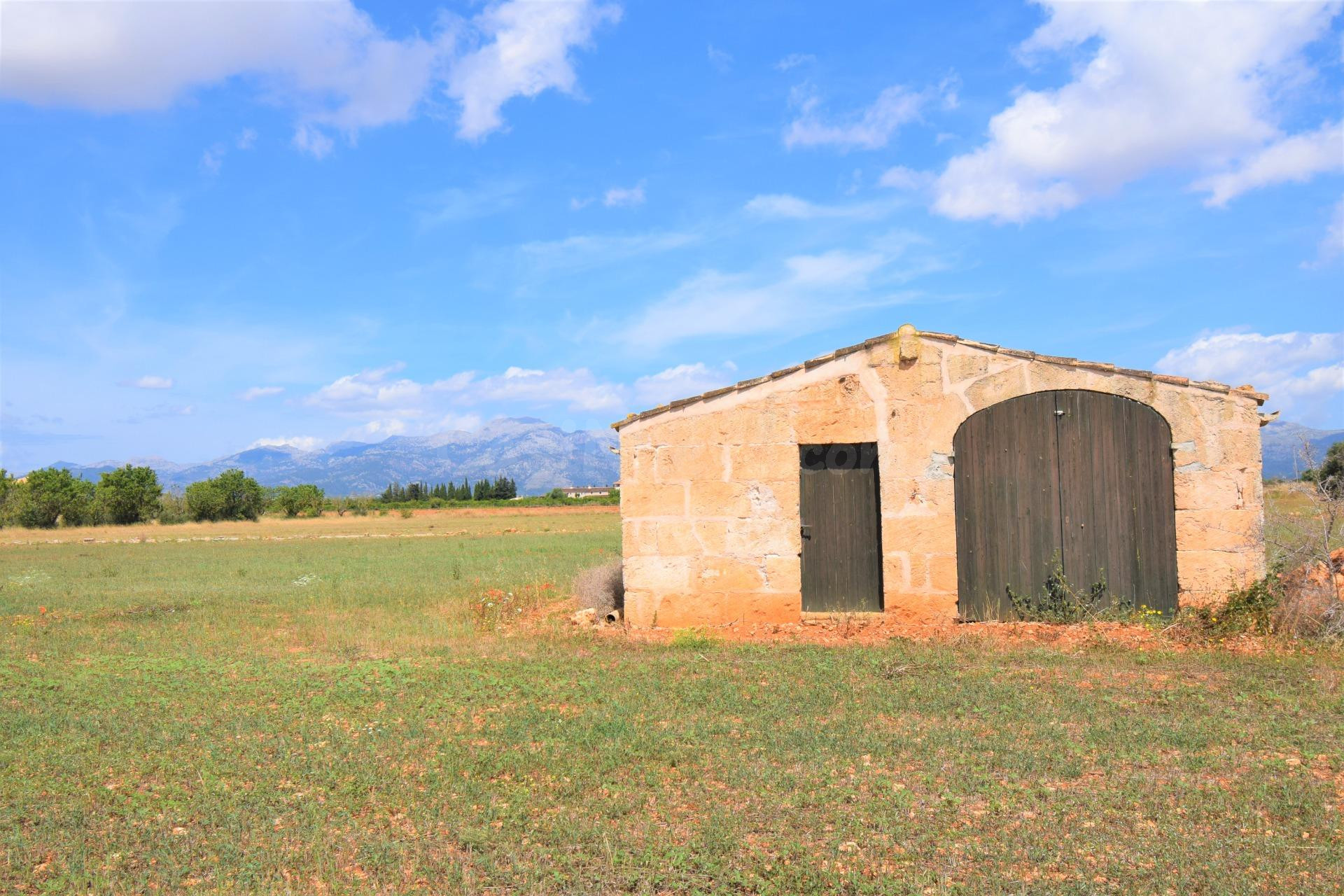 Finca rústica con caseta de campo y  magnificas vistas a la Serra de Tramuntana en Llubi