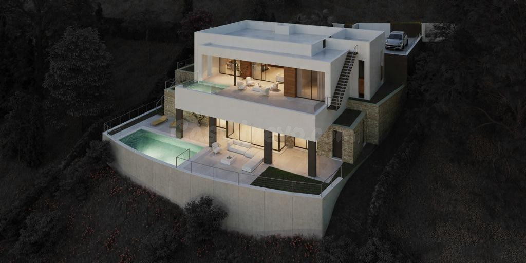 Fantástica parcela urbanizable en Elviria con un espectacular proyecto contemporáneo y licencia