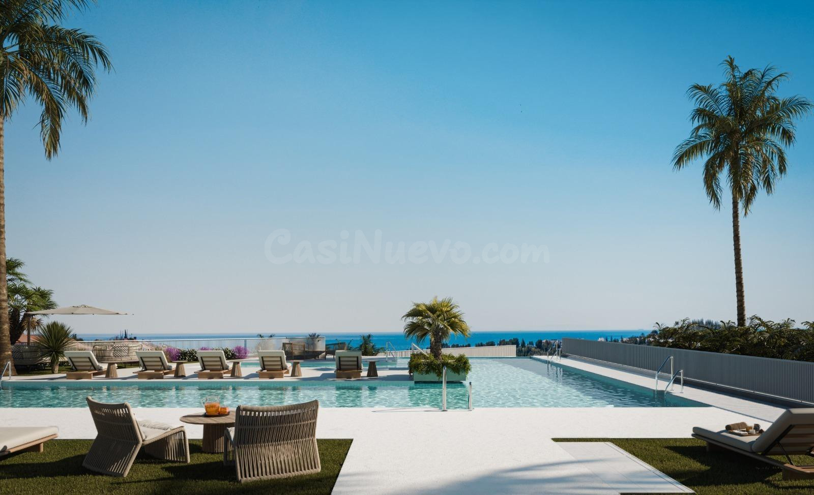 Fantástico piso en un exclusivo conjunto residencial con vistas al mar desde el jardín privado de algo más de 40 metros cuadrados