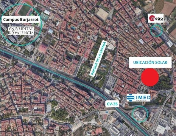 Solar urbano residencial en venta en Burjassot.