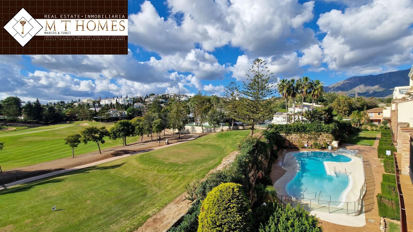 FULLY FURNISHED FRONTLINE GOLF APARTMENT WITH LARGE TERRACE - POOL AND A GARAGE