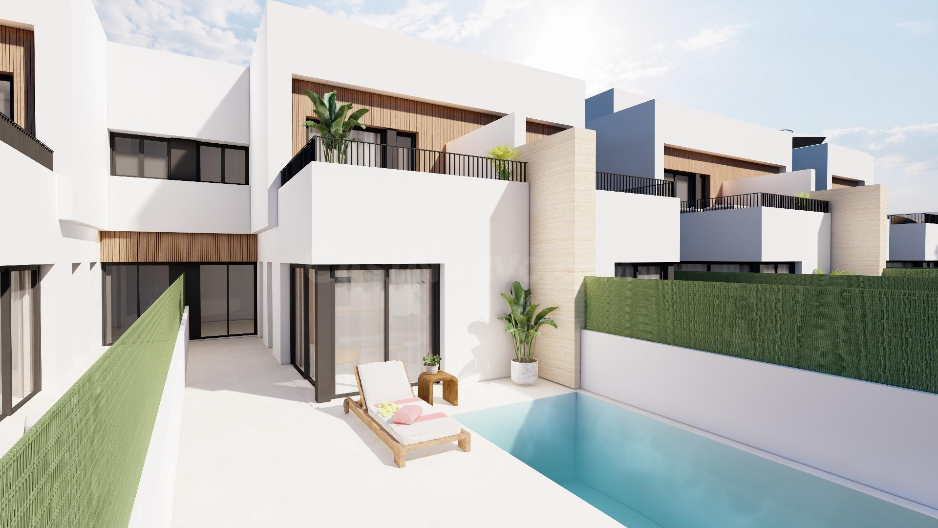 Modernas villas adosadas con piscina privada cerca del mar en Santiago de la Ribera