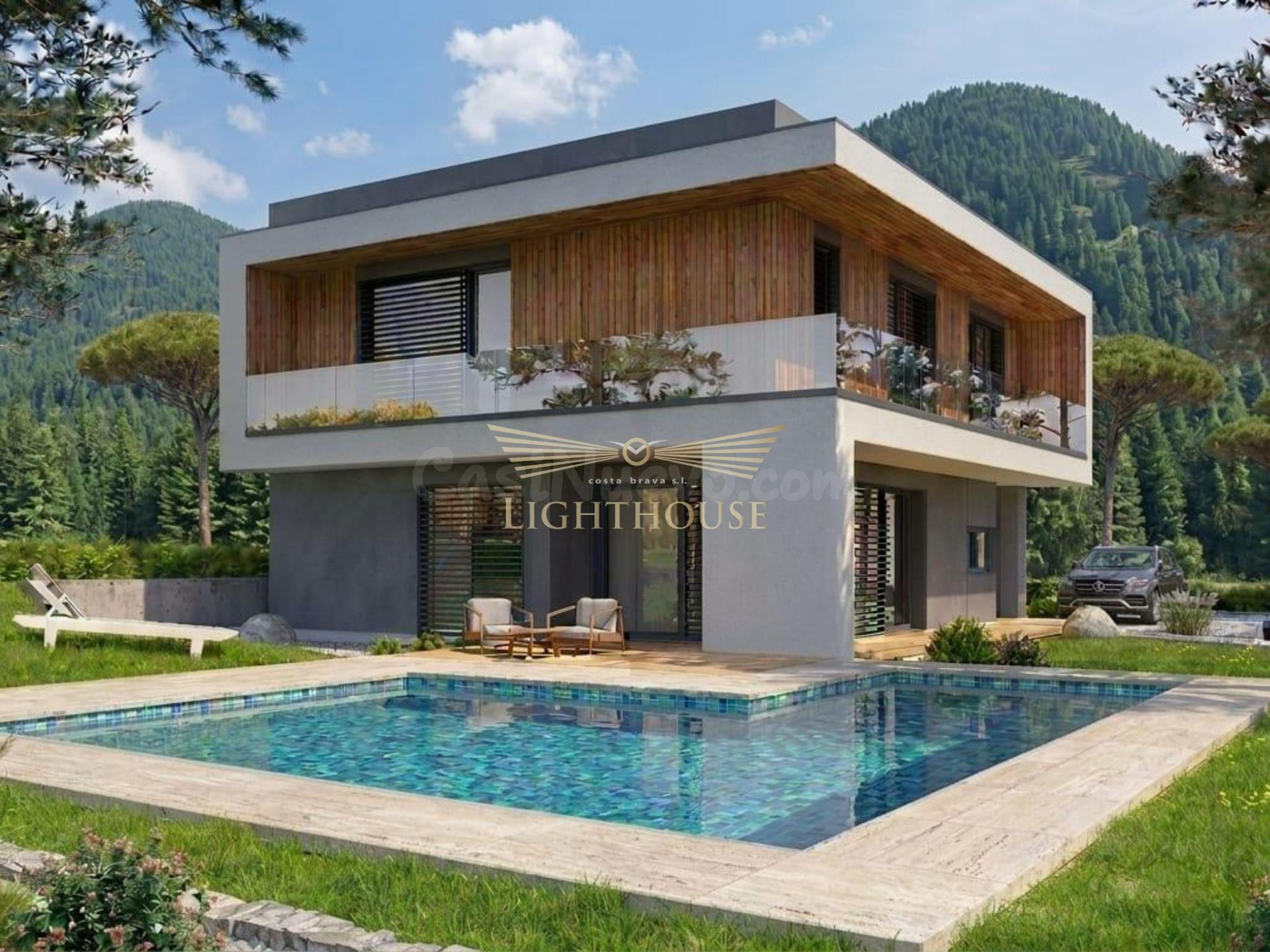 Parcela con licencia de construcción y estructura monolítica terminada de una vivienda con vistas al mar.
