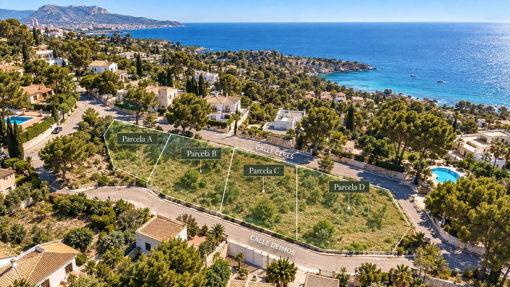 Pack de inversión de 4 parcelas urbanas para villas independientes en San Nicolás, Dénia