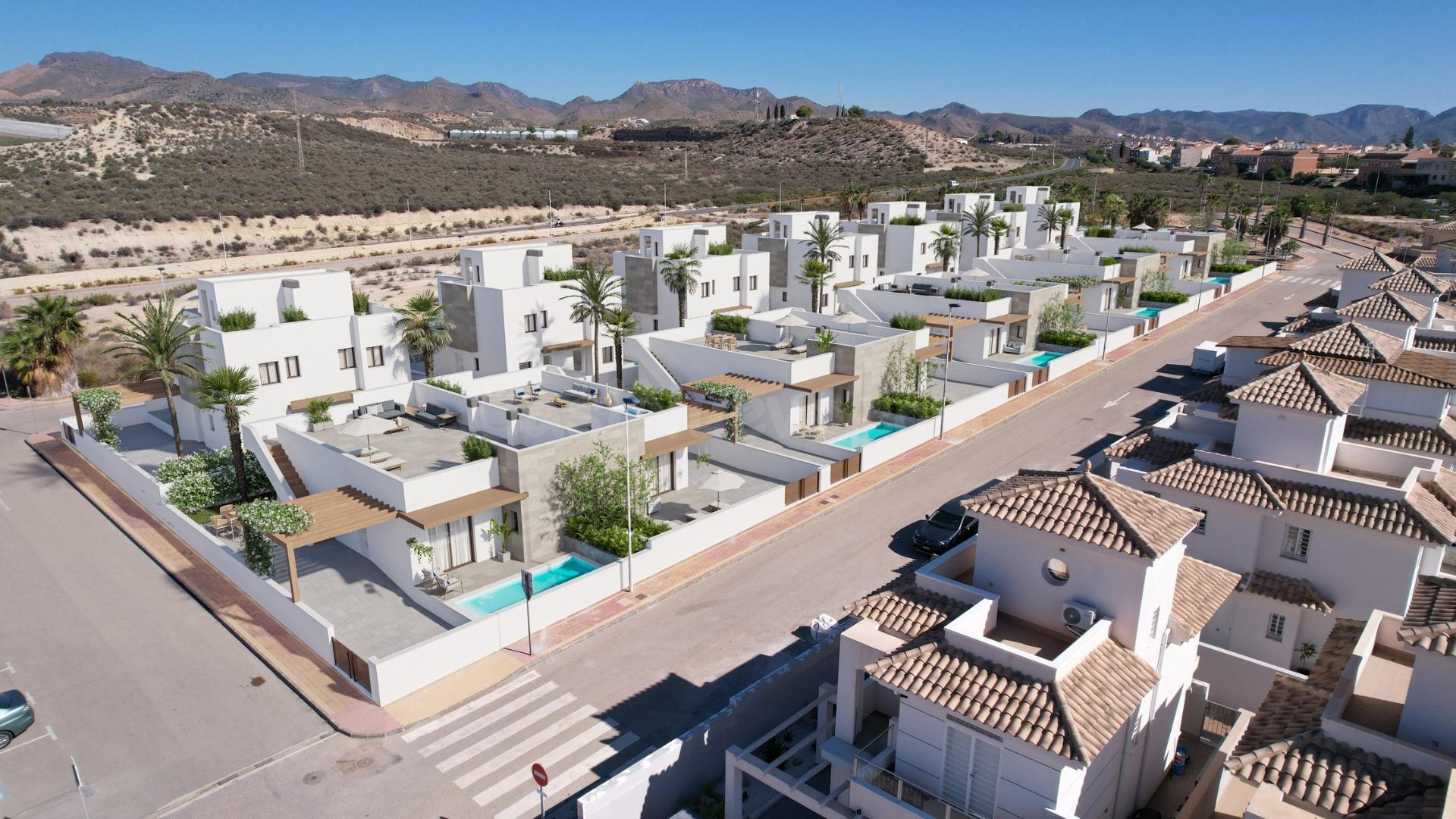 Villas pareadas de nueva construcción en Puerto de Mazarrón, cerca de la playa