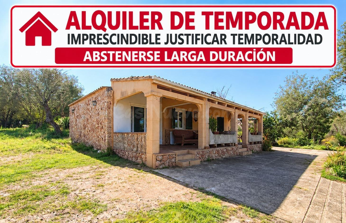 Finca rústica con piscina y parcela de 3.400 m2 en Costitx – alquiler de temporada