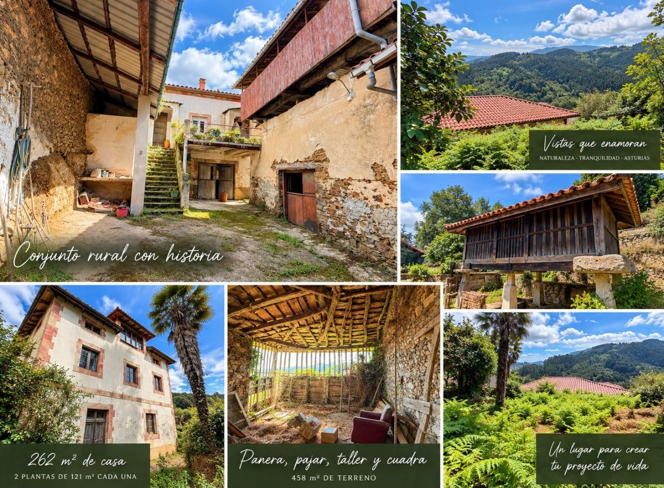 CASA TRADICIONAL ASTURIANA DE 262 m2 CON 458 m2 DE TERRENO, PANERA, PAJAR Y TALLER