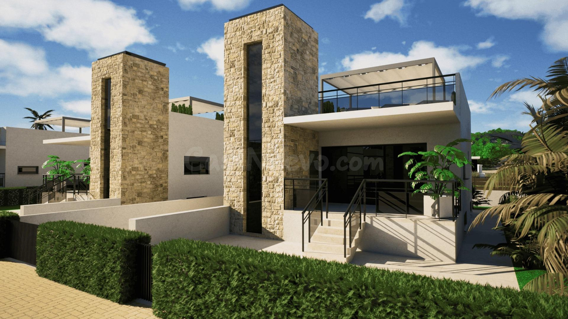 Villas de nueva construcción en Camposol Golf (Mazarrón-Murcia) con solárium privado y sótano