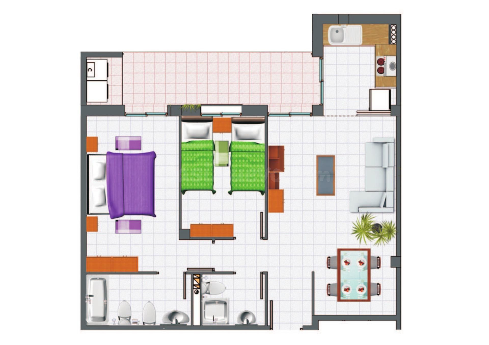 PISO EN VENTA CON JARDIN Y PISCINA EN AMPOSTA - foto 3