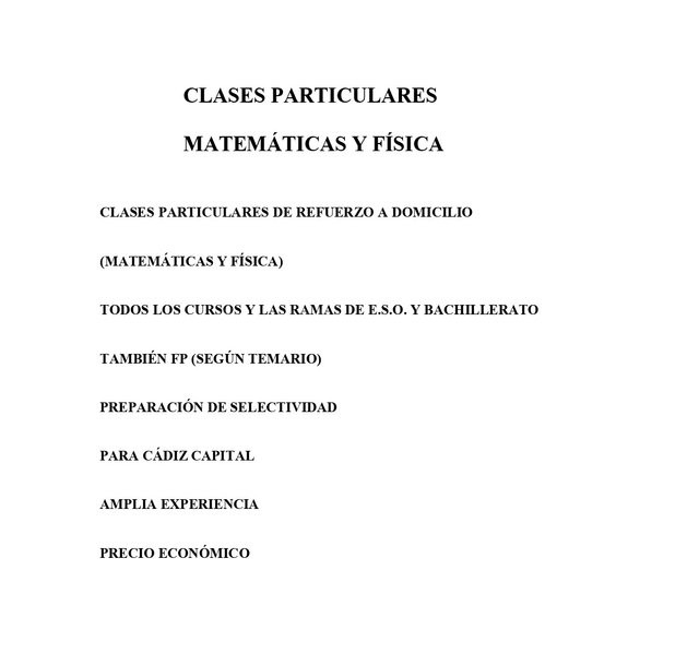 Clases Particulares Matemáticas y Física Cádiz - Profesor Experto