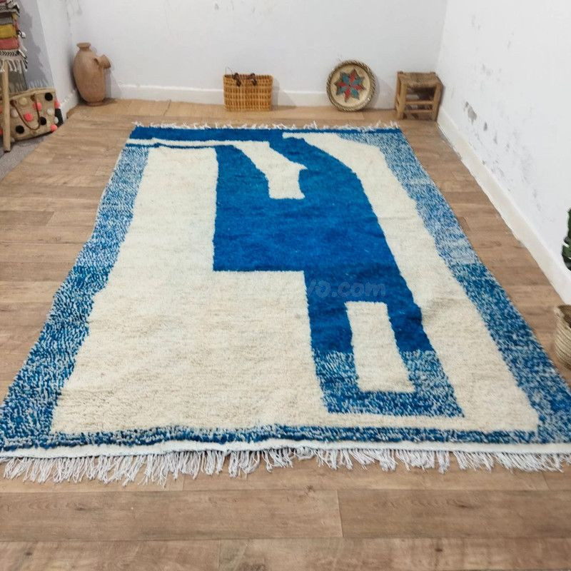 Alfombra artesanal bereber de lana natural, diseño vanguardi - foto 3
