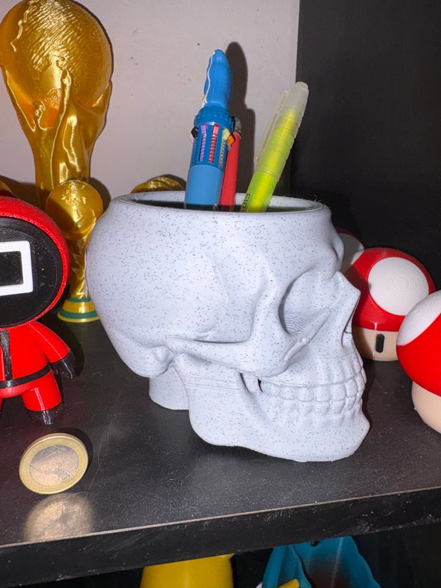 Lapicero Calavera Efecto Mármol 3D para Escritorio Halloween - foto 3