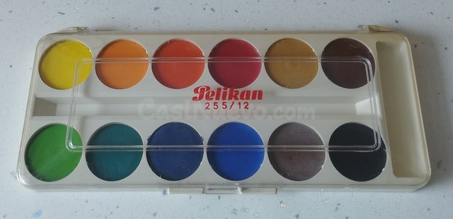 Caja acuarelas vintage Pelikan 12 colores, años 70-80, Cádiz