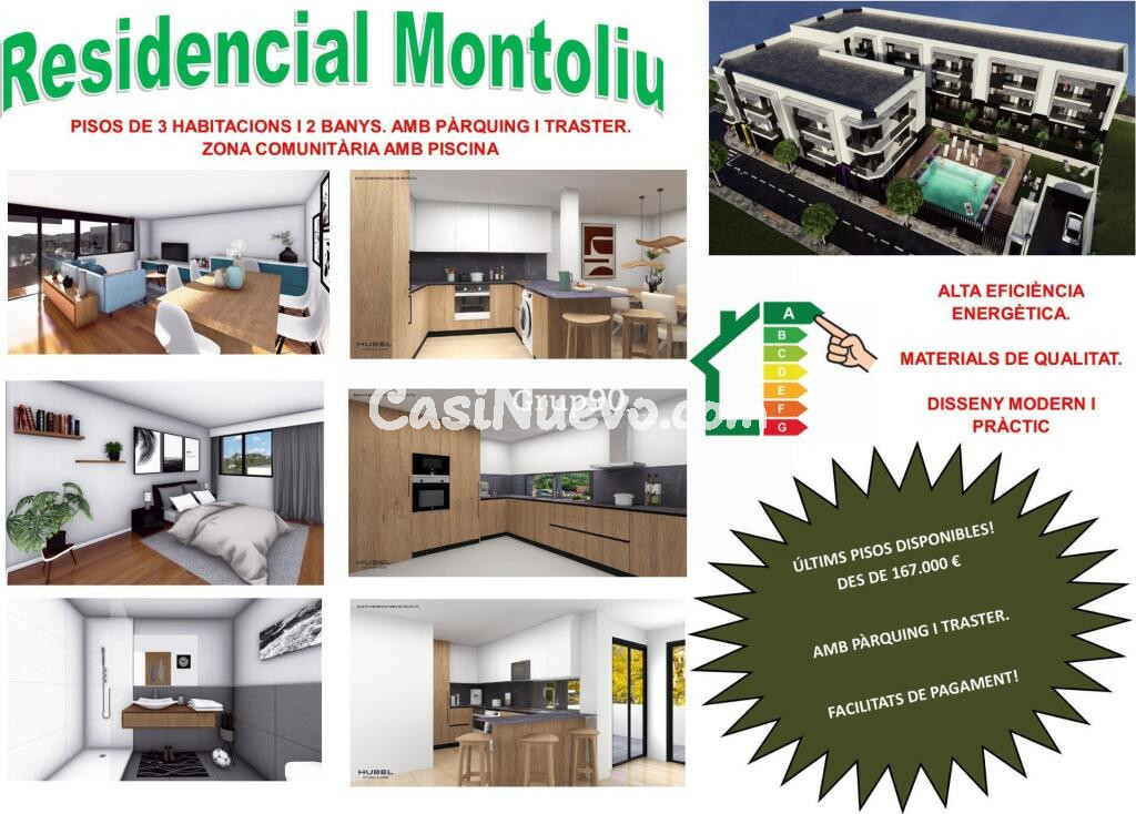 RESIDENCIAL MONTOLIU. GRANDIOSO PISO DE CASI 130 M2. CON PARKING Y TRASTERO. ZONA COMUNITARIA