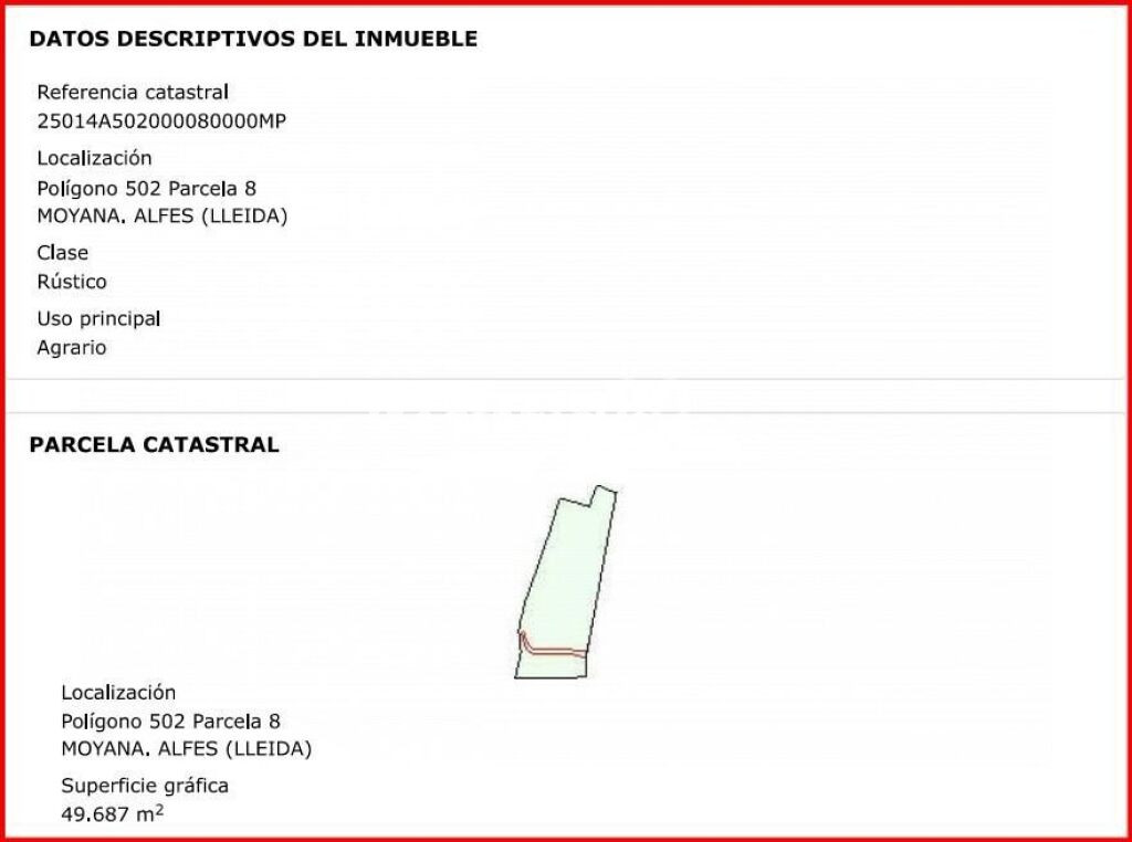 Terreno Rústico en Alfés – 50,000 m2