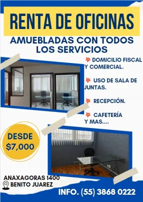 Renta de oficinas físicas, virtuales y salas de juntas