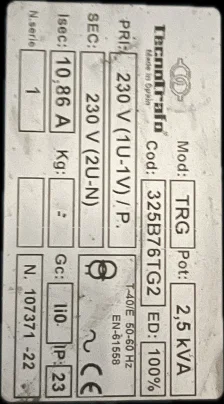 transformador trg 2,5 kva
