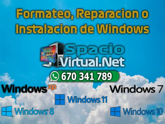 instalacion limpia windows 7,8,10,11 50€