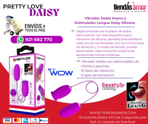 PRETTY LOVE DAISY  2 EN 1 HUEVO + LENGUA VIBRADORA - doble con estimul