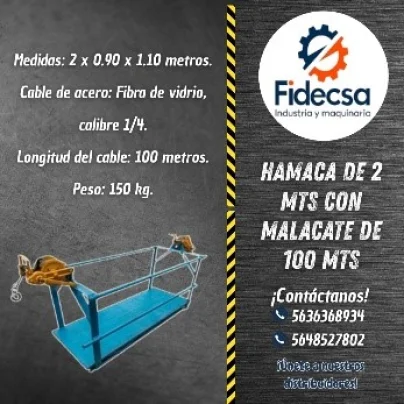 Hamaca De 2 Metros Con Malacate De 100 Metros