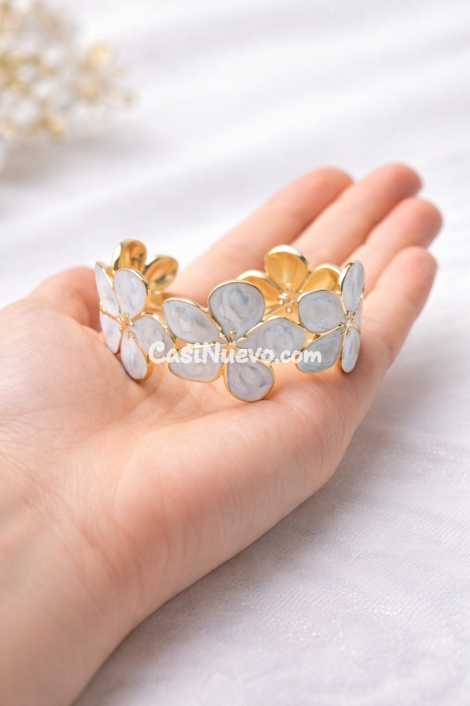 Pulsera mujer  de flores blanca - foto 2