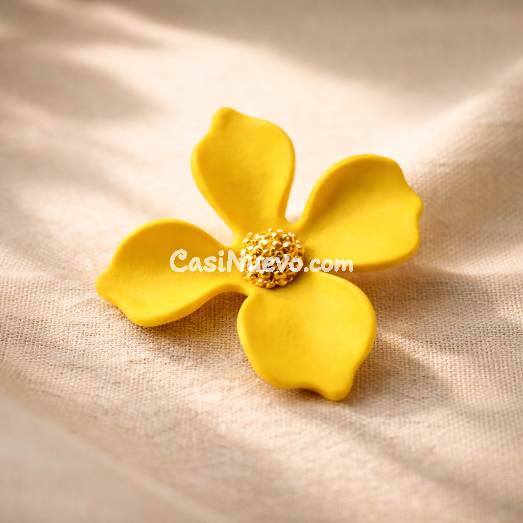 Pendientes mujer flor amarillo - foto 3