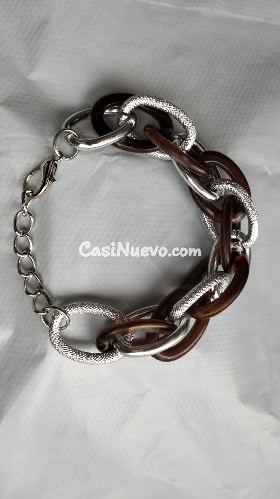 Pulsera mujer plateado y burdeos - foto 2