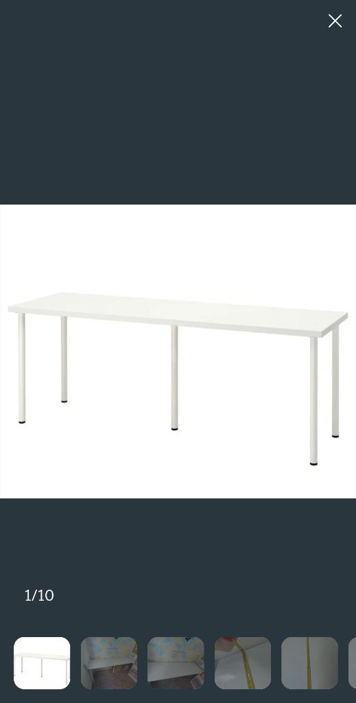 Mesa IKEA blanca 200x60 cm con 5 patas