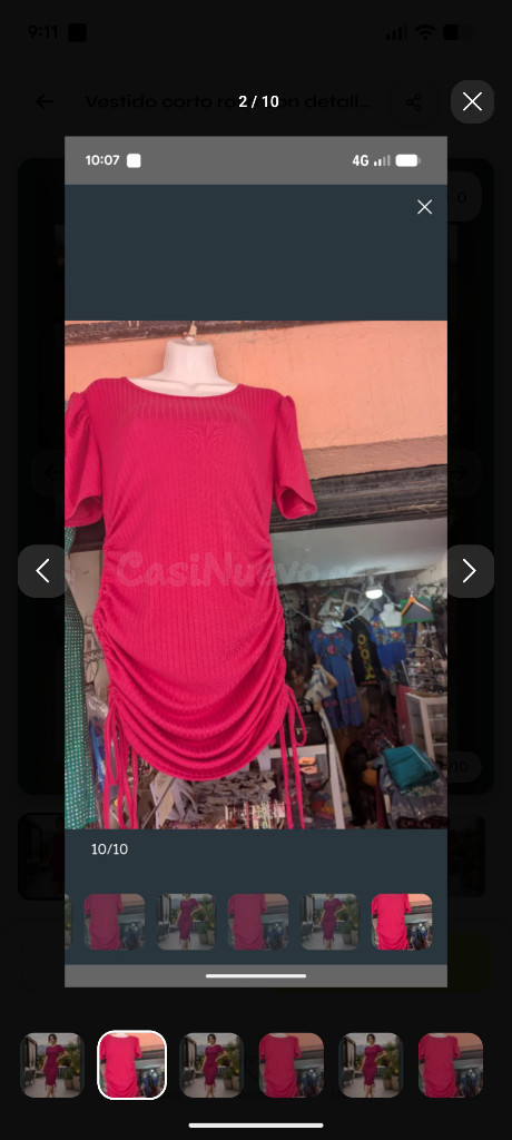 Vestido corto juvenil fruncido rosa - foto 2