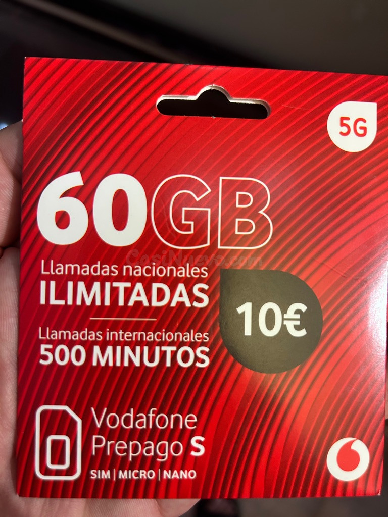 Tarjeta SIM Vodafone Prepago S 60GB