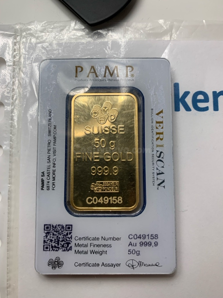 Lingote de oro PAMP Suisse 50g con certificado - foto 2