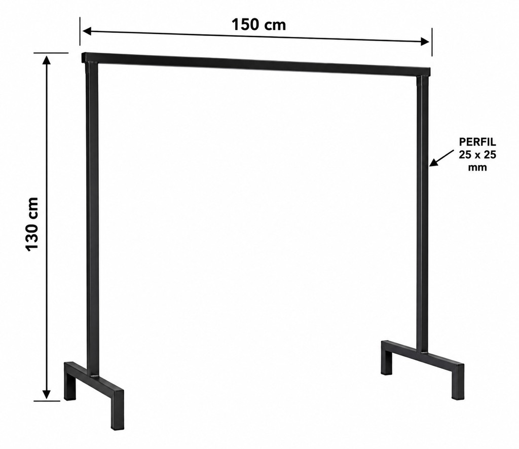 Burro Perchero Tienda Ropa Metal Negro 150x130cm
