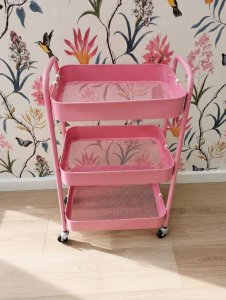 Carrito auxiliar rosa 3 niveles con ruedas - foto 3