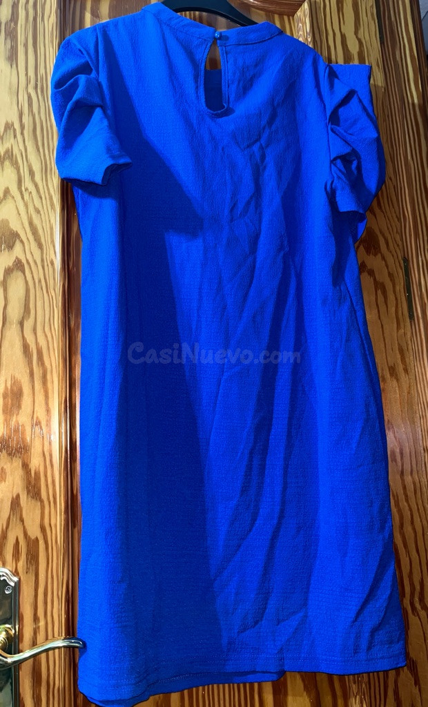 Vestido Azul Eléctrico Mangas Abullonadas - foto 3