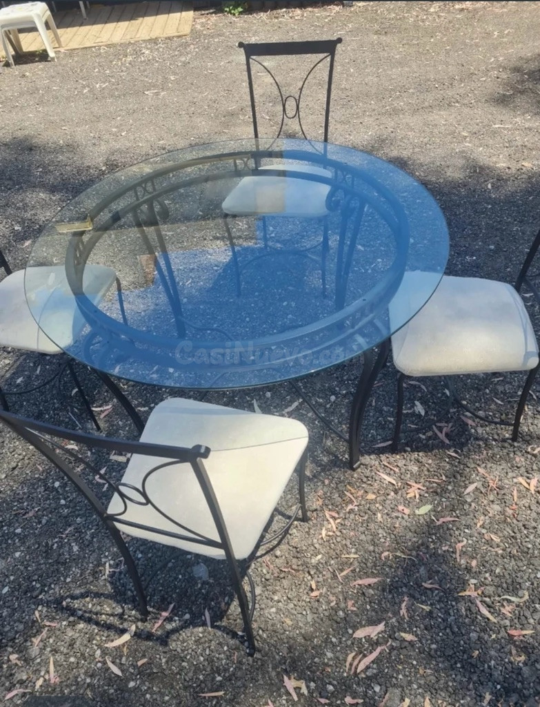 Conjunto Mesa Cristal y 4 Sillas Forja - foto 2