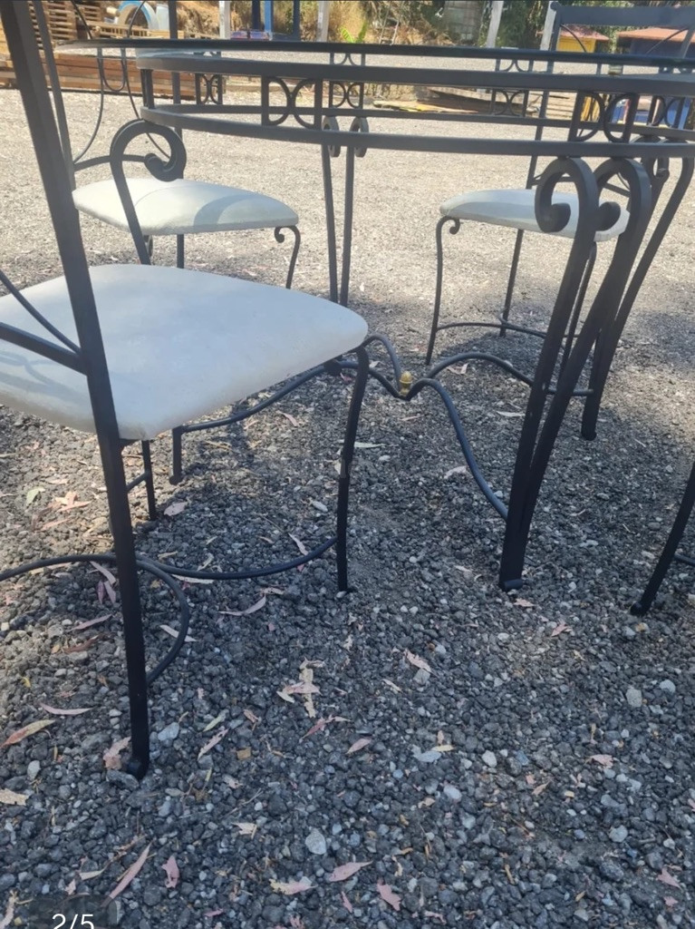 Conjunto Mesa Cristal y 4 Sillas Forja - foto 5