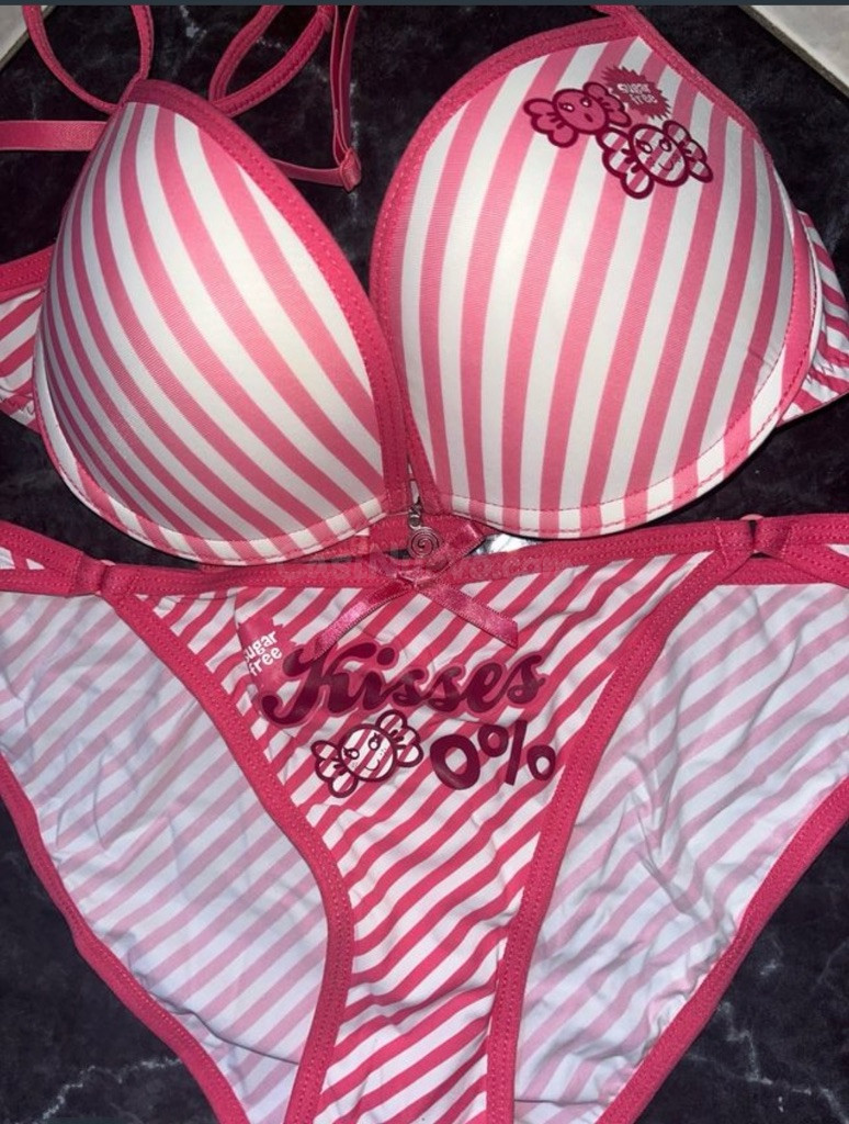 Conjunto Lencería Gisela Rayas Rosas y Blancas Talla S - foto 2