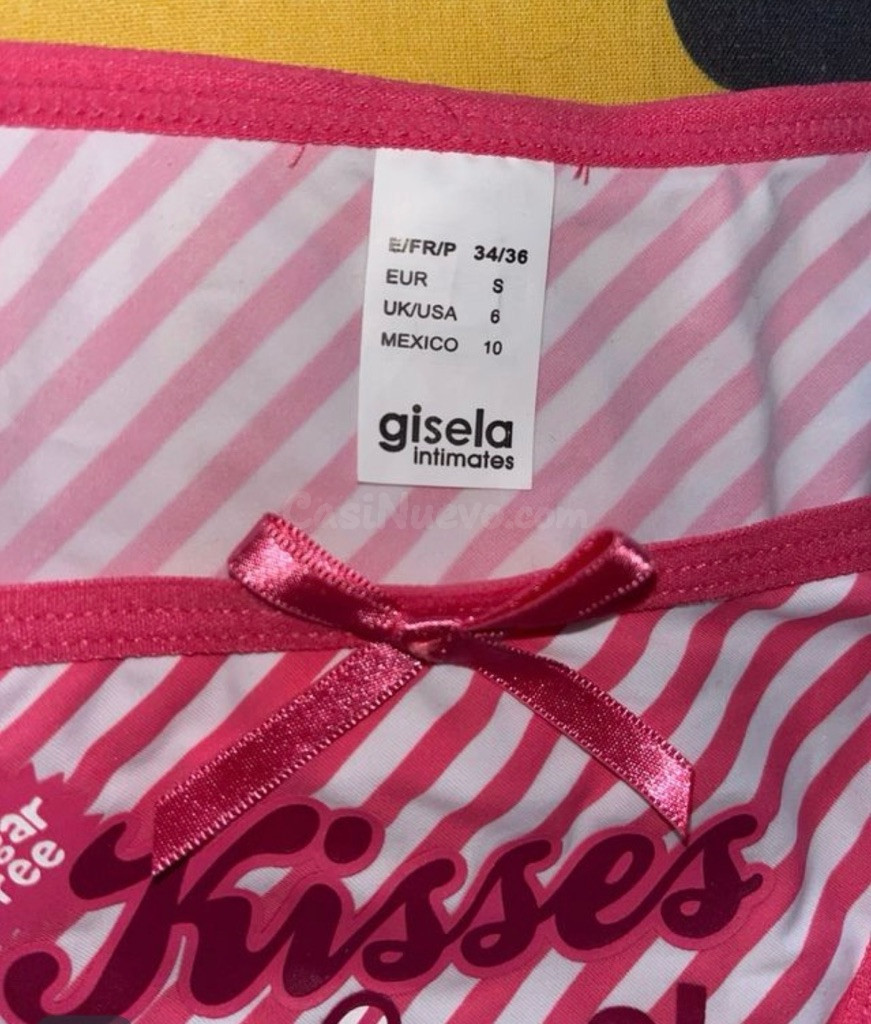 Conjunto Lencería Gisela Rayas Rosas y Blancas Talla S - foto 3