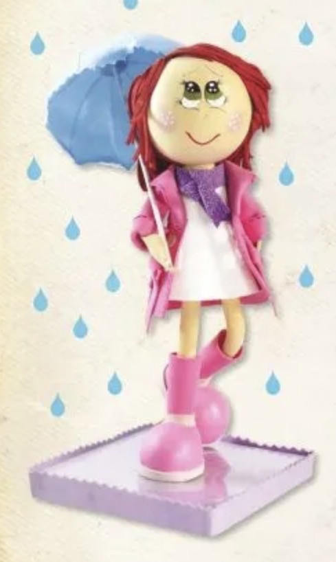 Muñeca Artesanal Día de Lluvia Fucsia