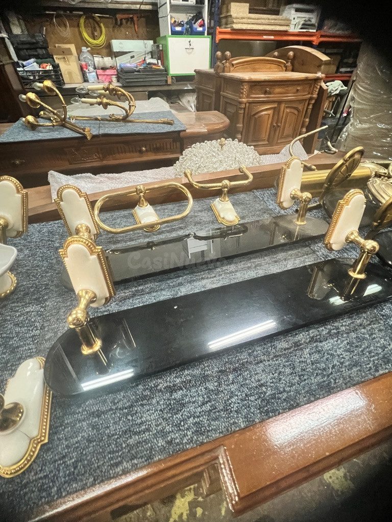 Accesorios Baño Clásicos Dorado/Blanco
