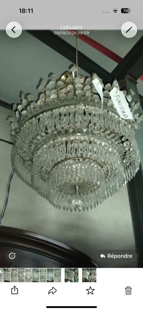 Lámpara de techo vintage lágrimas de cristal - foto 2